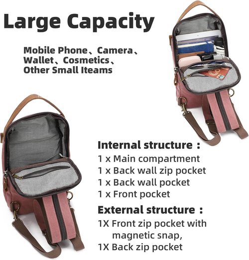 KL928 Canvas Sling Bag - Casual Crossbody Backpack for Men & Women | Rust Red Travel Rucksack