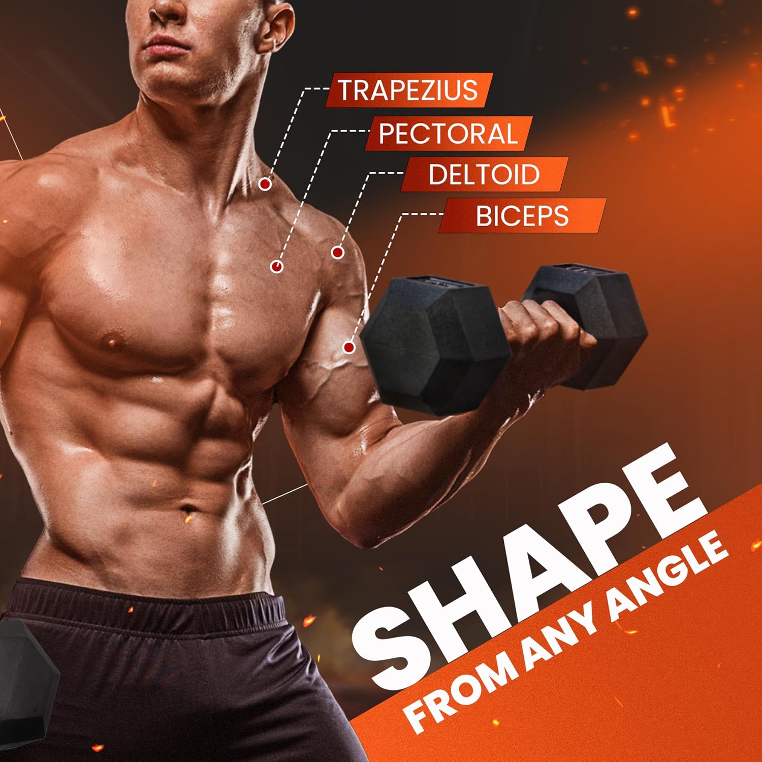 Yes4All Chrome Grip Hex Dumbbells - Anti-Slip Hand Weights 5-50 LBS for Home Workouts