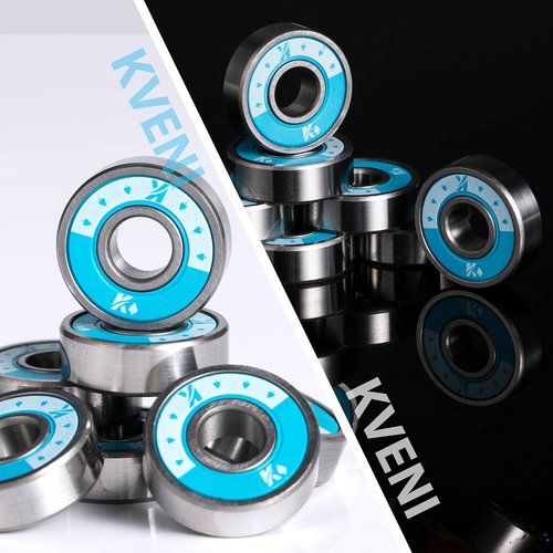 KVENI Ceramic Skateboard Bearings, Premium 608rs Ball Bearing - Pro Longboard Bearings for Quad Skate, Inline Roller Blades, Scooters, Spinners,ABEC, 8 Pack (Blue_1)