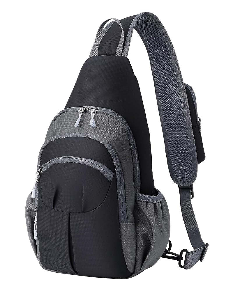 Lightweight Crossbody Sling Bag with Water Bottle Holder for Hiking & Travel