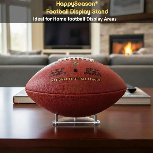 Happyseason 3-Pack Acrylic Football Stand, Basketball Stand with Stainless Steel Rods, Soccer Ball Holder, Volleyball Holder, Round-Edge Rack for Balls, Easy to Assemble (Clear)