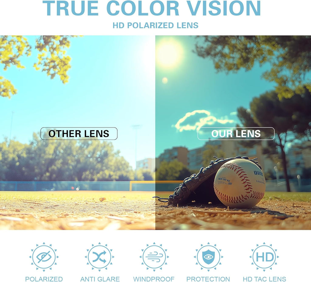 Suoso Kids Polarized Sunglasses - Lightweight Baseball & Cycling Glasses for Ages 6-12