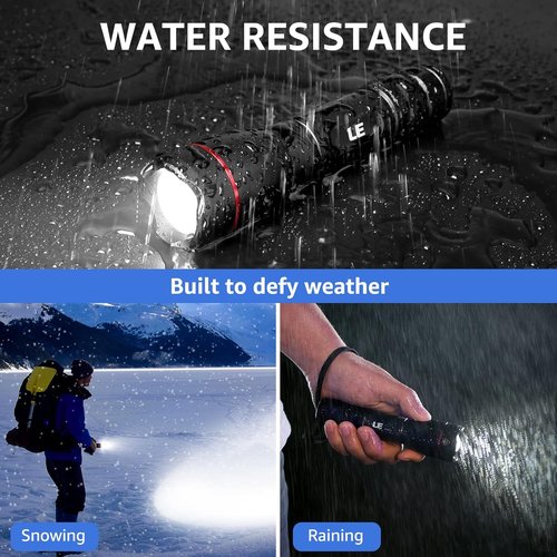 Lepro LED Rechargeable Flashlight - 3000 Lumens, Zoomable, Waterproof | 5 Lighting Modes, Compact for Camping & Emergencies