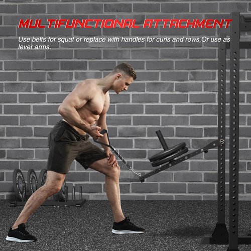 FAGUS H Multi Use Belt Squat Attachment,Adjustable Length Belt Squat System,Fits for 3''X3'' or 2''X2'' Power Racks and 1/2'' or 5/8'' Holes,Belt Squat Machine,Lever Lifting Belt,Lever Arms
