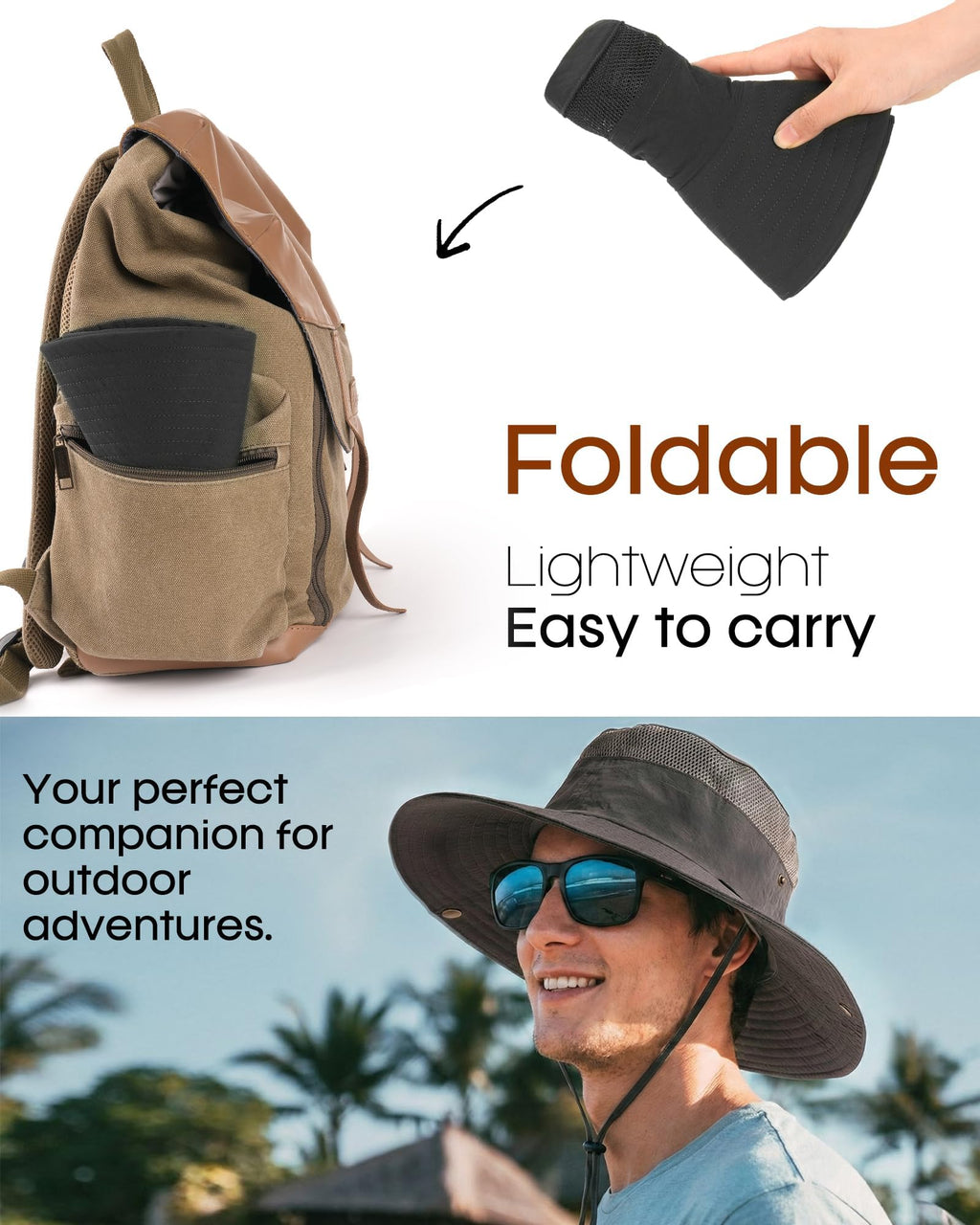 FURTALK Sun Hats for Men Women Fishing Hat UPF 80+ Breathable Wide Brim Hiking Summer UV Protection Bucket Hats Dark Grey