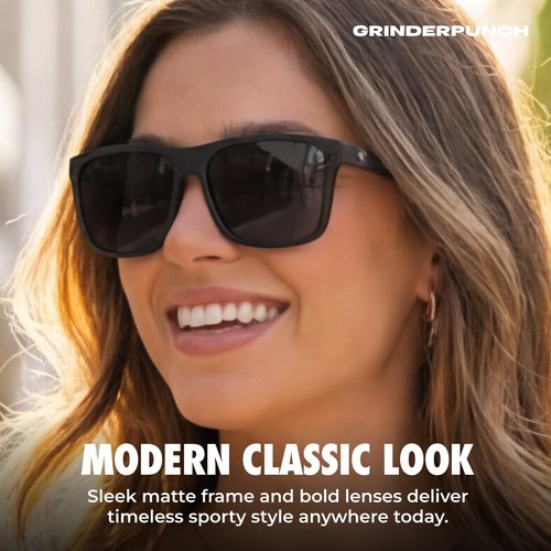 grinderPUNCH Polarized Square Sunglasses for Men Black Designer Polarized Sunglasses Trendy Shades Sunglasses For Men UV 400