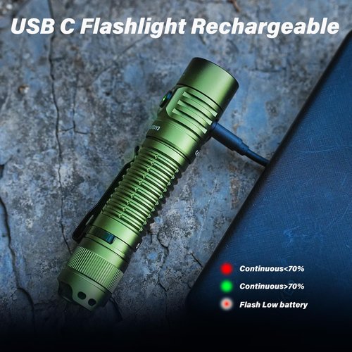 Sofirn SP31 V3.0 Pocket Flashlight with High CRI 519A Neutral White LED, Rechargeable IPX8 Waterproof Flashlight, Protect Eyesight and Improve Focus for High-efficiency Work and Outdoor Sports (Green)