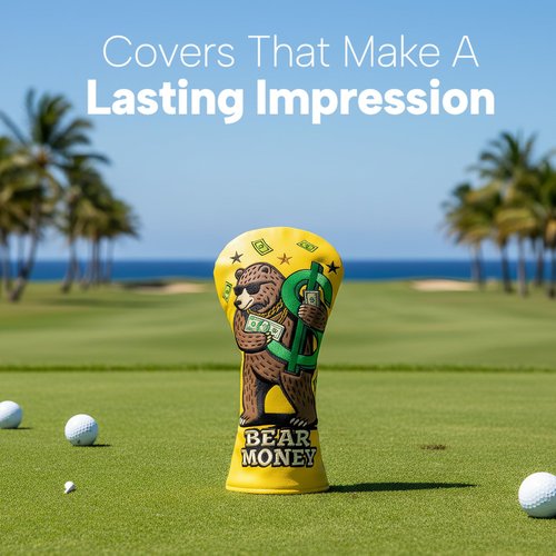 Golf Club Cover Exquisite Embroidery Dollar Bears Driver Covers Fariway Wood Headcover Hybrid Cover Leather Golf Headcovers for Men Women Gift(for Hybrid)