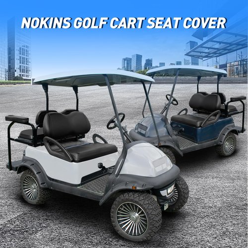 NOKINS Golf Cart Seat Covers Leather Front Seat Cover Fit Club Car Precedent,Smooth and Simple Style,No Stapler,Golf Cart Vinyl Waterproof Replacement Seat Cover, Black