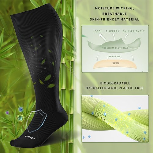 LEVSOX Wide Calf Compression Socks - Plus Size 15-20mmHg Knee High Support for Circulation
