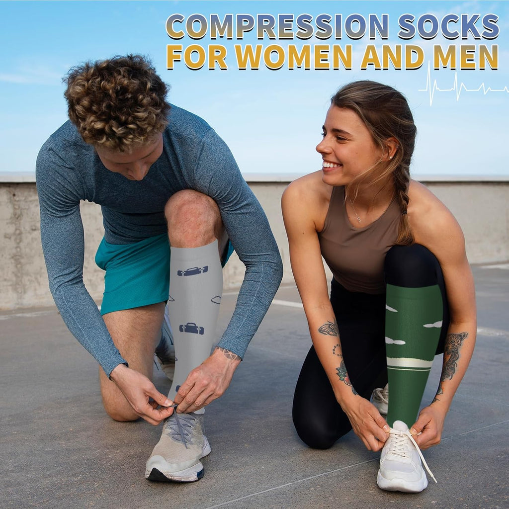 Sooverki Copper Compression Socks - 8 Pack Knee High Stockings for Men & Women | 15-20mmHg Support for Athletes