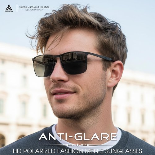 SIPLION Polarized Sunglasses for Men for Driving, UV Protection Carbon Fiber Frame Lightweight 2.0 Lenses for Fishing 8222 Black