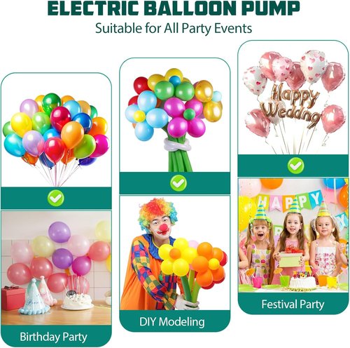 Biapian Electric Balloon Pump - 3-in-1 Portable Air Blower for Latex & Foil Balloons | Dual Nozzle Design