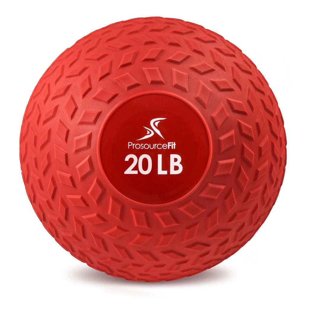 ProsourceFit Slam Medicine Ball, Tread Textured Grip Dead Weight Balls for Strength and Conditioning Exercises, Cardio and Core Workouts, 20lb, Red