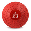 ProsourceFit Slam Medicine Ball, Tread Textured Grip Dead Weight Balls for Strength and Conditioning Exercises, Cardio and Core Workouts, 20lb, Red