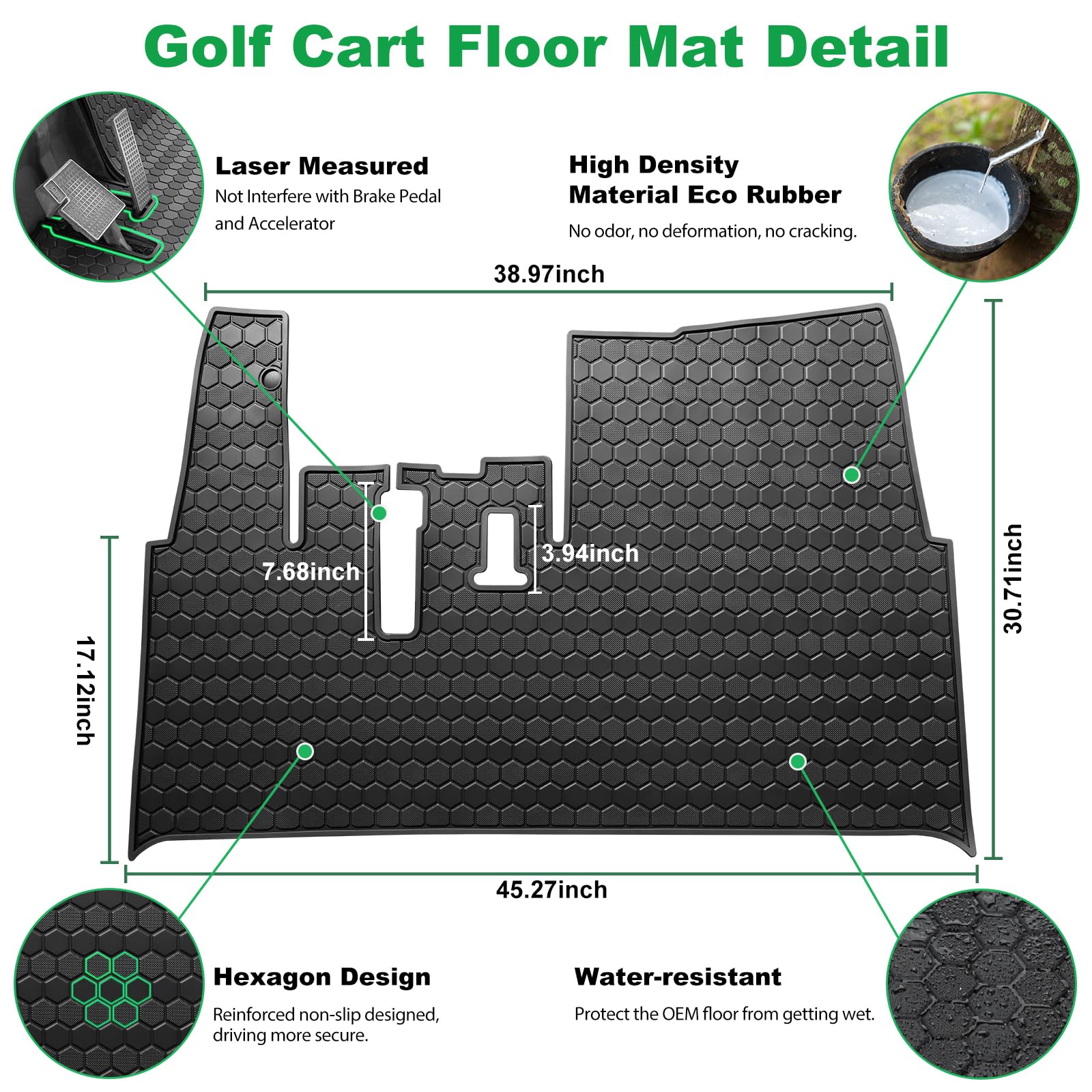 Yamaha Drive2 Golf Cart Floor Mat, Full Coverage Golf Cart Floor Mat Replacement for Yamaha Drive2 Models Only (2017-2023) and UMAX Rally 4x4-Black Trim