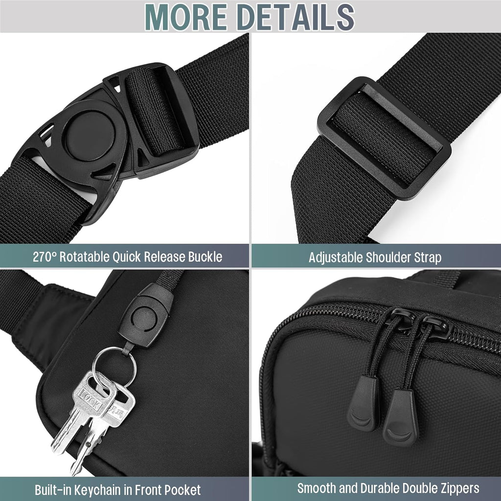 Skiennix Mini Sling Bag - Waterproof Lightweight Crossbody Bag for Men | Perfect for Travel & Sports (Black)