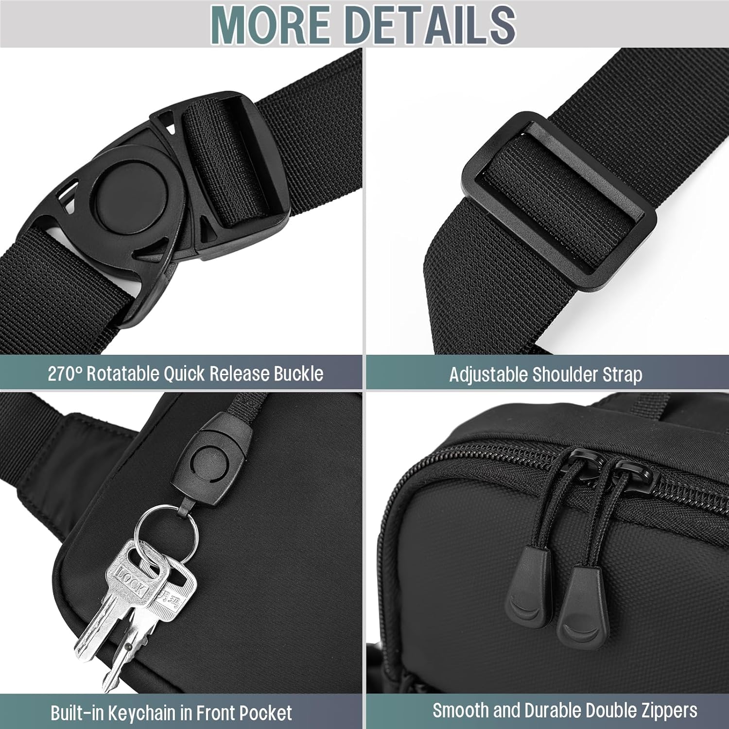 Skiennix Mini Sling Bag - Waterproof Lightweight Crossbody Bag for Men | Perfect for Travel & Sports (Black)