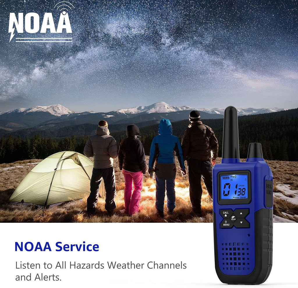 Topsung Walkie Talkies - Long Range Rechargeable 2-Way Radios with Earpiece | NOAA Weather Alert - 4 Pack for Family Adventures
