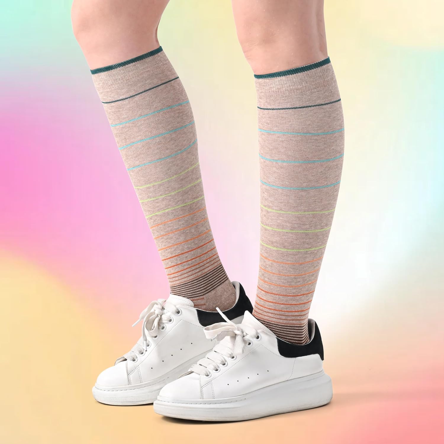 Skiennix Soft Cotton Compression Socks - 20-30mmHg Knee High Support for Circulation & Travel
