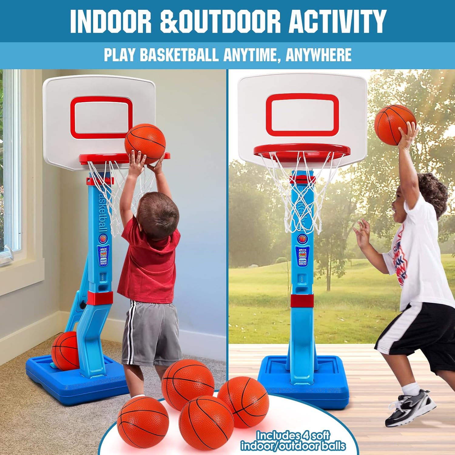 Super Joy Toddler Basketball Hoop - Height Adjustable Mini Goal for Indoor & Outdoor Play | Fun Sports Toy for Ages 1-5
