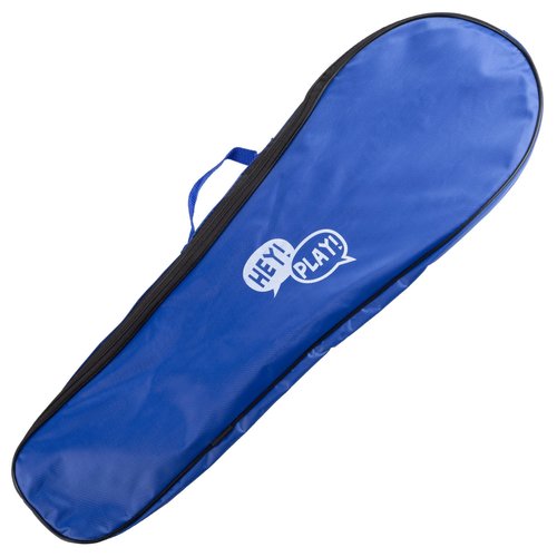 Badminton Set - Backyard Games Include 4 Badminton Rackets, 3 Birdies, Regulation-Size Net with Pole Stakes and Carry Bag - Outdoor Sports by Hey Play