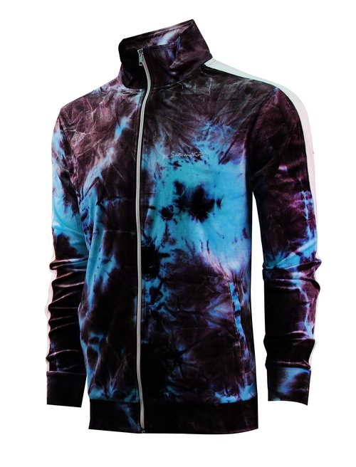 SCREENSHOT-V51081 Mens Streetwear Slim Fit Plush Spandex Tie Dye Velour Track Jacket - Premium NYC Athletic Fashion Side Taped Top-Royal-Large