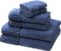 COTTON CRAFT 6 Piece Set - 100% Cotton Bathroom Towels - Soft Absorbent Sculpted Jacquard Velour Decorative - 550 GSM Luxury Guest - 2 Bath, 2 Hand, 2 Washcloth - Blue
