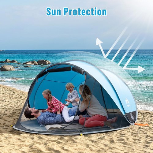 Night Cat Beach Tent - Large Pop-Up Sun Shade Shelter for 2-4 People | Ideal for Picnics & Sports