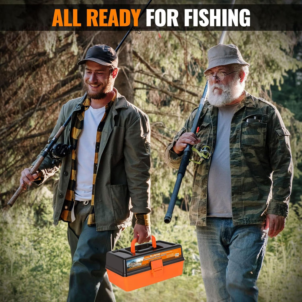 PLUSINNO Large Fishing Tackle Box - 3 Layers with 415Pcs Lures, Pliers & Accessories | Ideal Gift for Men