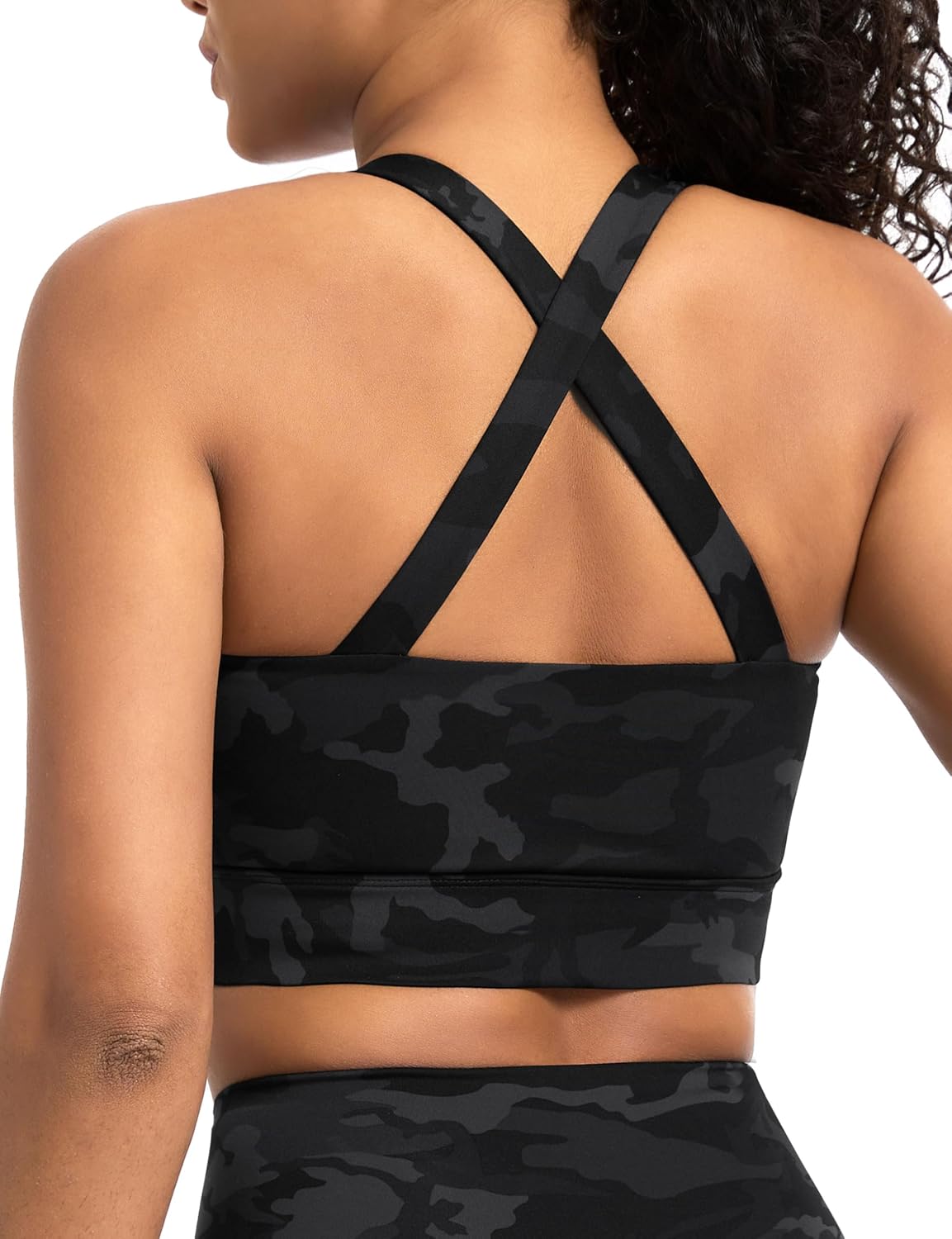 The Gym People Women's Sports Bra - Cross Back Ruched Design with Removable Pads | V Neck, Wide Straps, Yoga Crop Top
