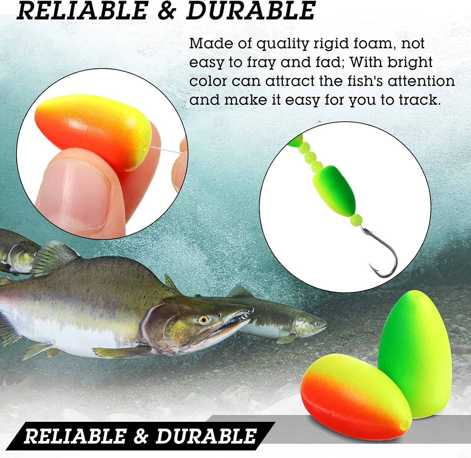 Skylety Foam Floats - 60 Pieces Bullet Snell Indicators for Trout, Catfish & Walleye Fishing