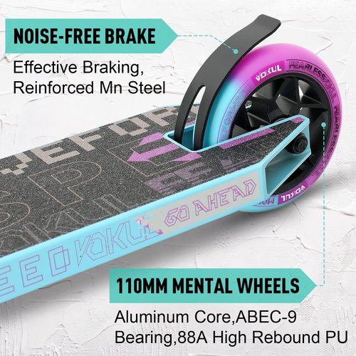 VOKUL K1 Pro Scooter - Trick Scooter for Kids 8 years and UP, Teens & Adults - Purple/Blue