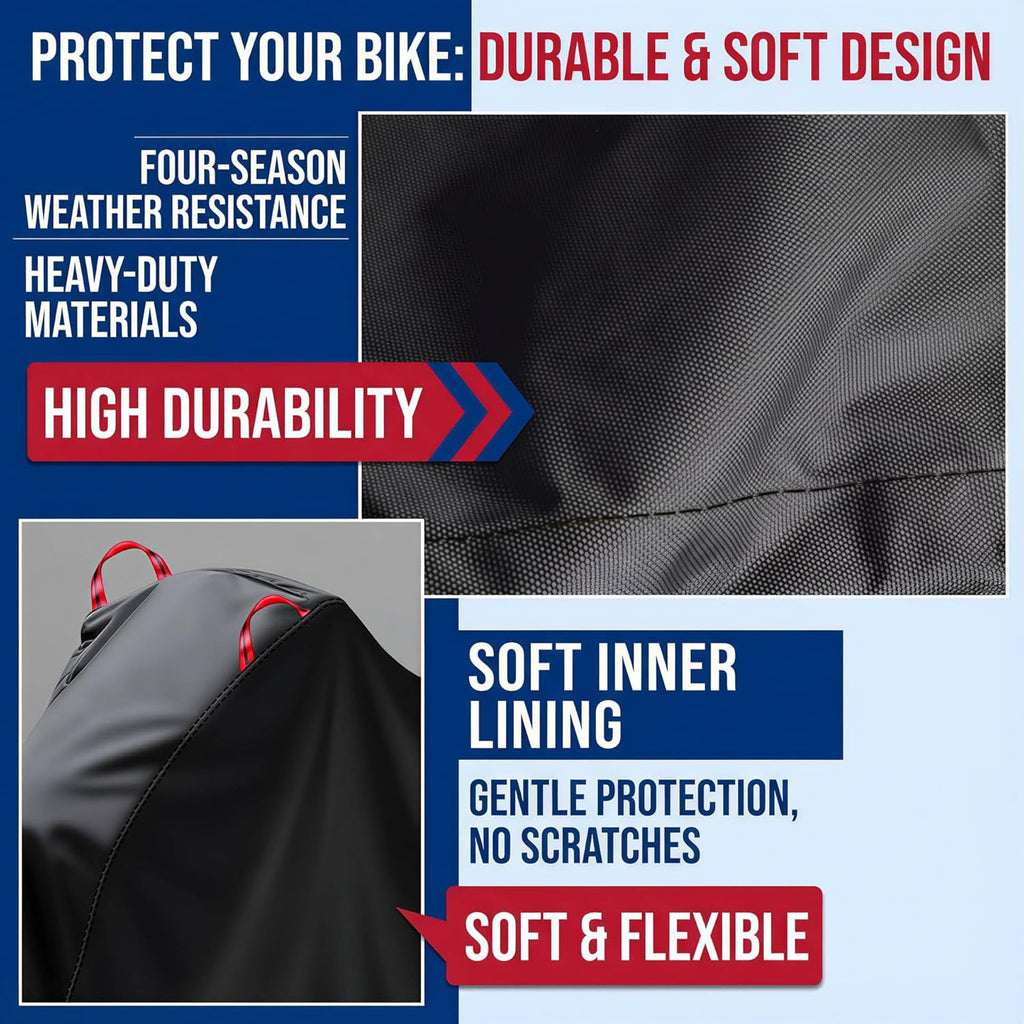 Skiennix Bike Cover - 500D Heavy Duty Waterproof Protection | Fits 1-3 Bikes, Windproof & Reflective Strips