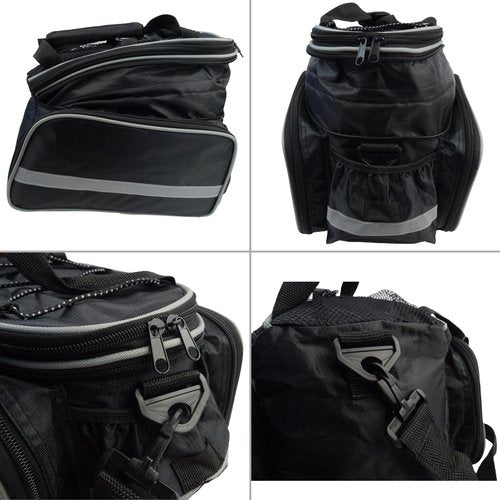 Disconano Waterproof Multi Function Excursion Cycling Bicycle Bike Rear Seat Trunk Bag Carrying Luggage Package Rack Pannier with Rainproof Cover (Black)