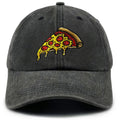 Pizza Embroidered Baseball Cap Vintage Washed Cotton Hat for Men Women