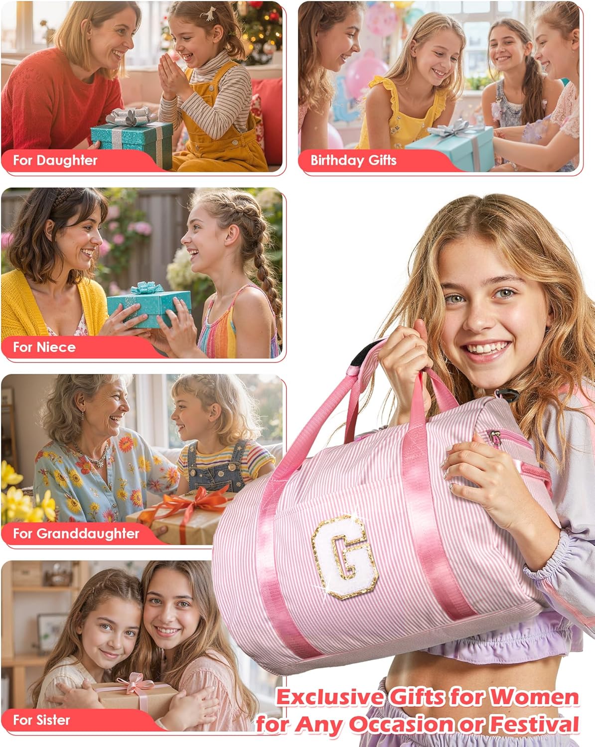 Skiennix Girls Travel Duffle Bag - Personalized Overnight Bag with Shoe Compartment & Makeup Pouch | Letter N