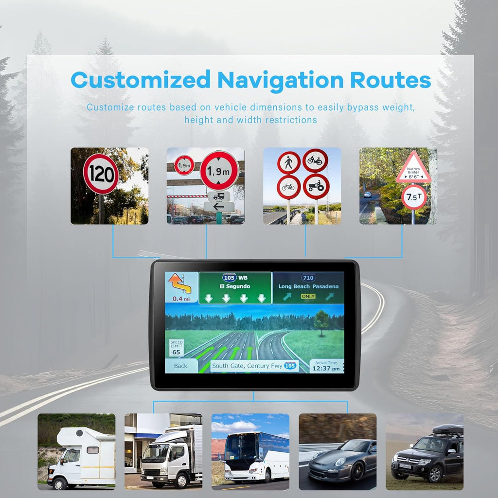 Skiennix 7'' GPS Navigator - Touchscreen Navigation System with Free Lifetime Updates | North America Maps, Speed & Red Light Warnings, Voice Guidance (Blue)