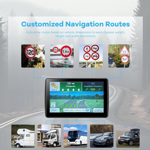 GPS Navigator by [Brand Name] - 7'' Touchscreen System with Free Lifetime Updates & Voice Guidance | North America Maps (Blue)