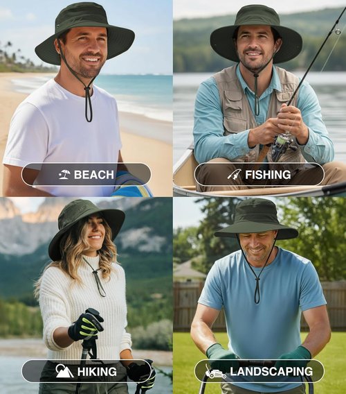 GearTOP Safari Hat - UV Protection UPF 50+ Sun Hat for Men & Women | Ideal for Fishing, Gardening & Hiking (22-23 1/2")