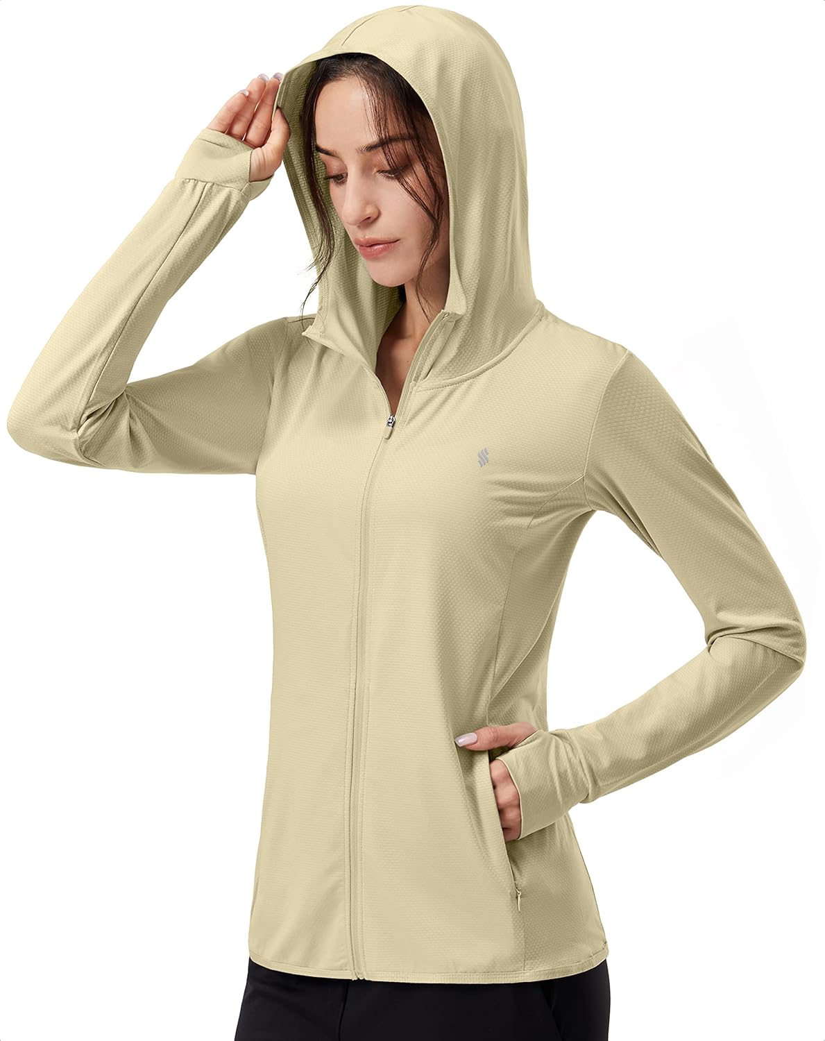 Soothfeel Women's Sun Protection Hoodie Jacket - Lightweight UPF 50+ Long Sleeve with Pocket for Outdoor Hiking