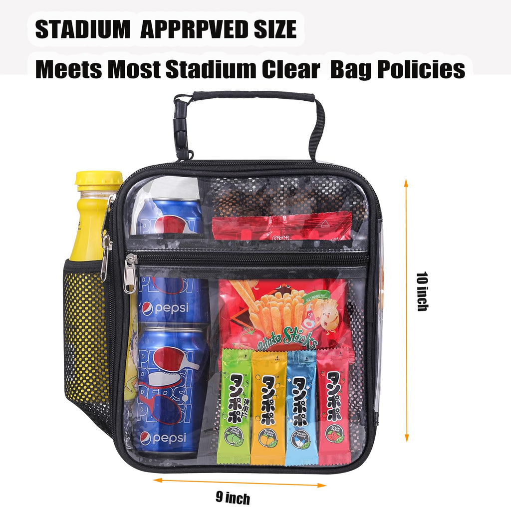 Oraben Stadium Approved Clear Lunch Bag for Sprots Work Durable Clear Lunch Bags Durable PVC Plastic See Through Lunch Bag for Men Women