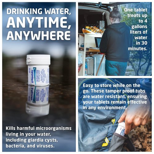Aquatabs Water Purification Tablets - Easy-to-Use Water Filtration System | 397mg, 100 Pack for Camping & Emergencies