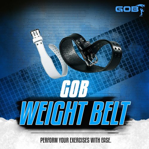 GOB Godfather of Bodybuilding White Leather Weight Lifting Belt – Womens and Mens Gym Belt for Weight Lifting, Deadlifts, Squats, and Powerlifting by Charles Glass