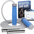 Weighted Jump Rope for Fitness (1 lb) with Women and Men's Exercise Guide. Comfy Grips. Tangle Free, Adjustable Jumprope. Heavy Adult Skipping Jumping Rope for Full Body Workout. Boxing, Cardio, Gym
