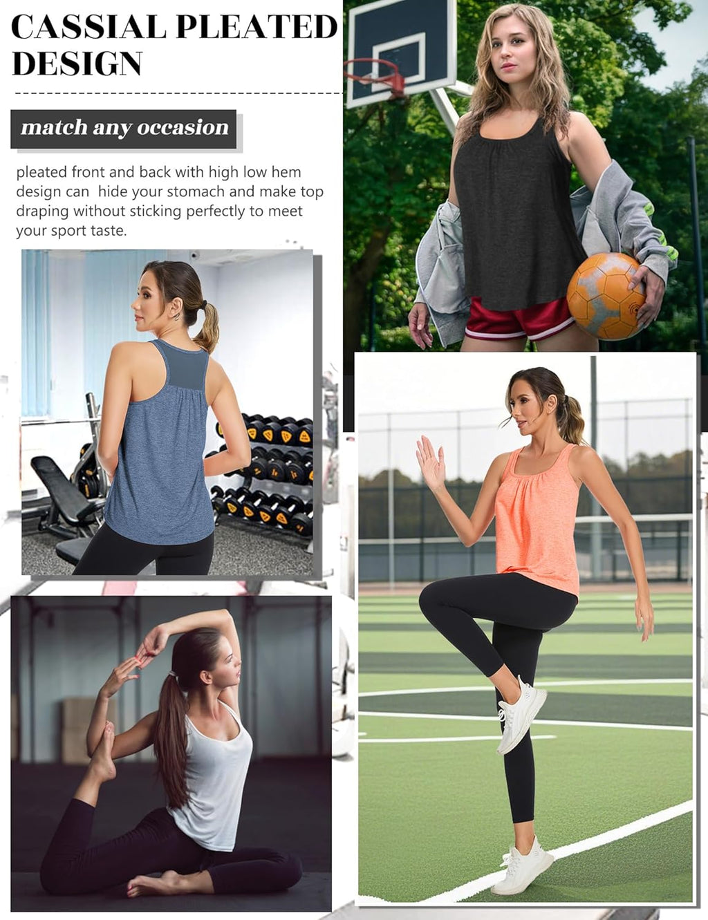 SLIMBELLE Mesh Racerback Tank Top - Women's Athletic Workout Cami with Built-In Bra | Sleeveless Design