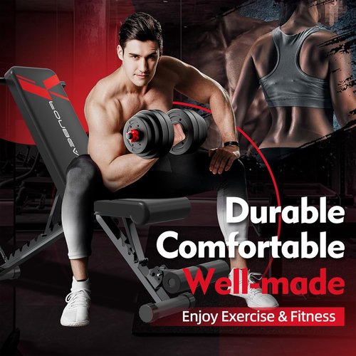 FONBEAR Adjustable Weight Bench - 660LBS Foldable Multifunctional Bench for Full Body Strength Training | Ideal for Beginners & Pros