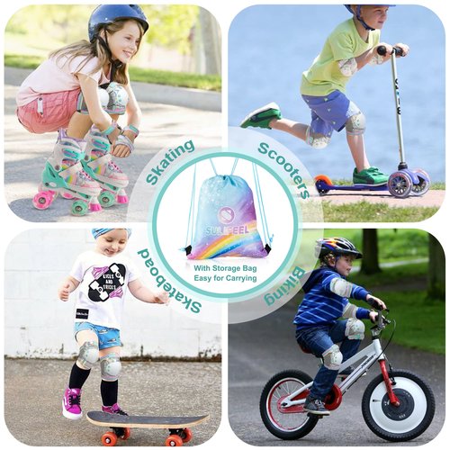 Rainbow Unicorn Roller Skates with Shiny Small Protective Gear Set