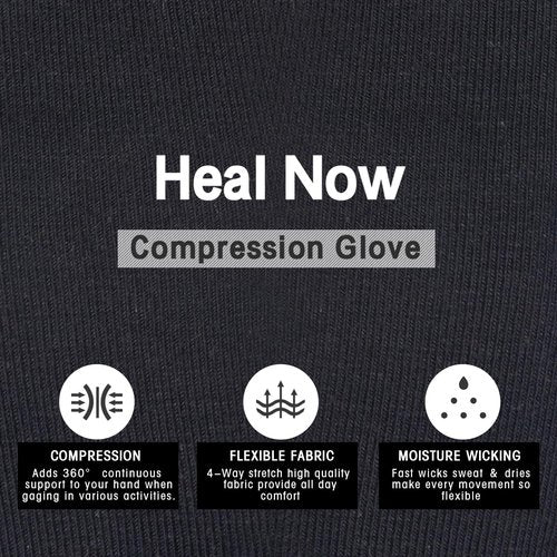HENOTIC 2 Pairs Arthritis Compression Gloves for Women Men, Fingerless Breathable & Moisture Wicking Compression Gloves for Relieving Carpal Tunnel Aches, Rheumatoid Pains, Joint Swell Black M