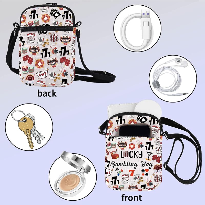 Casino Lover Gift Messenger Bag - Lucky Gambling Cross Body Bag for Gambler
